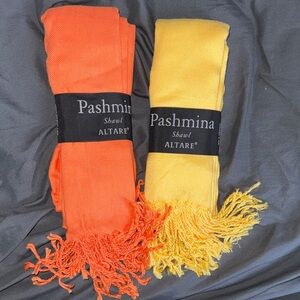 Pashmina Shawl Set in Vibrant Orange and Yellow